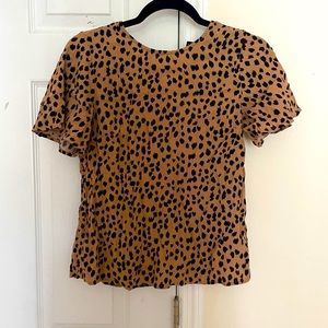 CHEETAH PRINT FOREVER 21 BLOUSE TOP BROWN AND BLACK